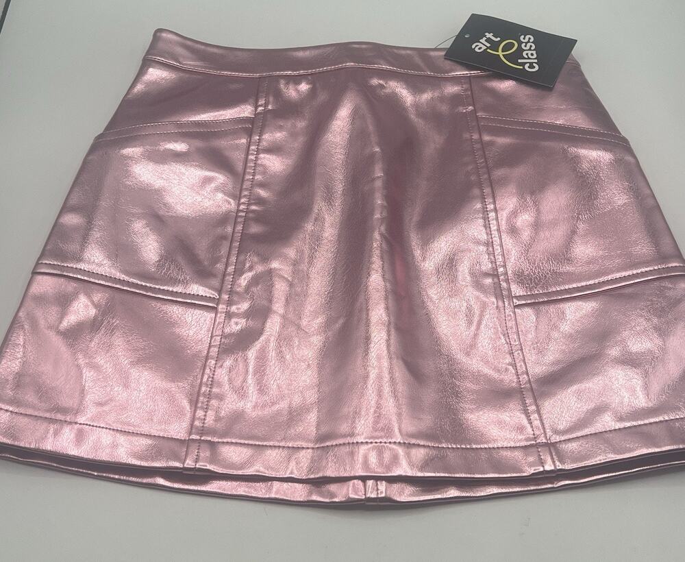 Art Class Pink Metallic Faux Leather Skirt Girls Small 6/7 New With Tags #G01